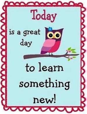 It is a great day to learn poster with a owl sitting on a branch.